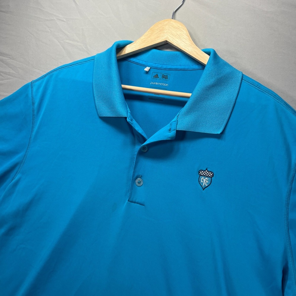 Adidas Golf Polo Mens XL Blue Shirt Firestone Country Club Stretch Active Shirt